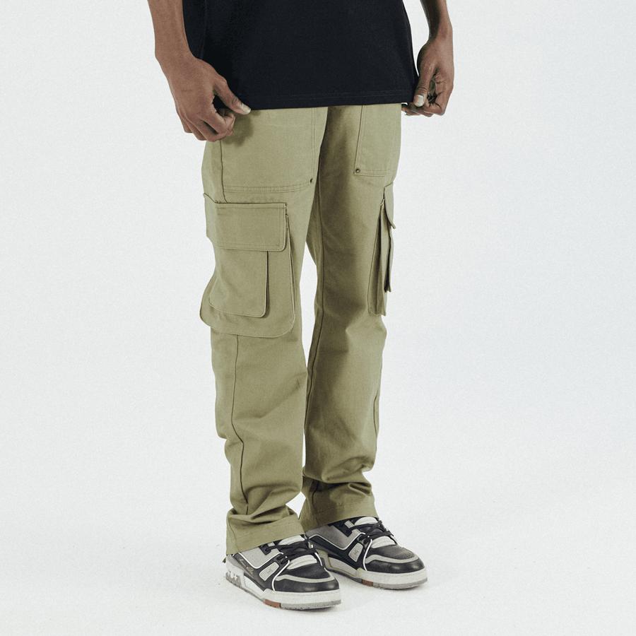 Army Green Pocket Zipper Straight Workwear Casual Pants - MRSLM