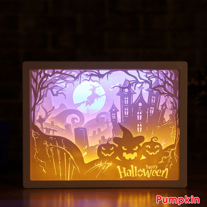 Christmas LED Carving Night Light 3D Shadow Paper Sculptures Lamp Lamp LED Gift Home Desk Decorations - MRSLM