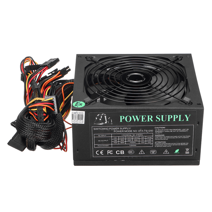 1200W Computer Power Supply Module PC PSU 24Pin SATA 6Pin 4Pin Quiet LED Fan 80 Plus - MRSLM