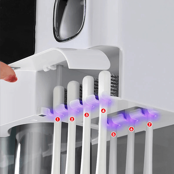 Wall-Mounted Toothbrush Holder Automatic Toothpaste Squeezer Toothbrush Holder Inverted Cup Storage Rack Bathroom Accessorie - MRSLM