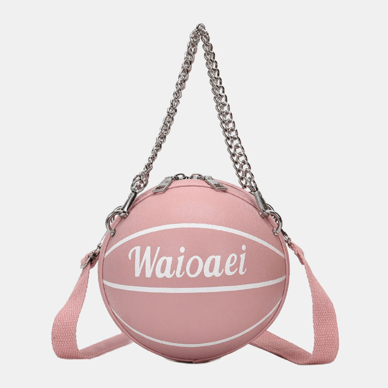 Wonmen Unique Design Basketball Look Solid Color Handbag Fashion Adjustable Shoulder Bag Cross Body Bag - MRSLM