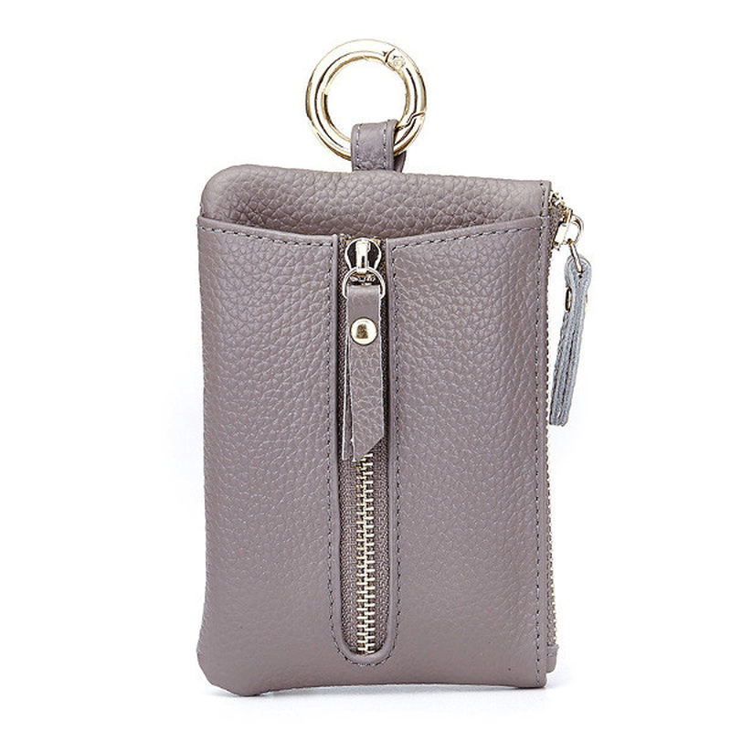 Genuine Leather Women Zipper Card Holder Girls Small Coin Bags Key Chain Bags - MRSLM