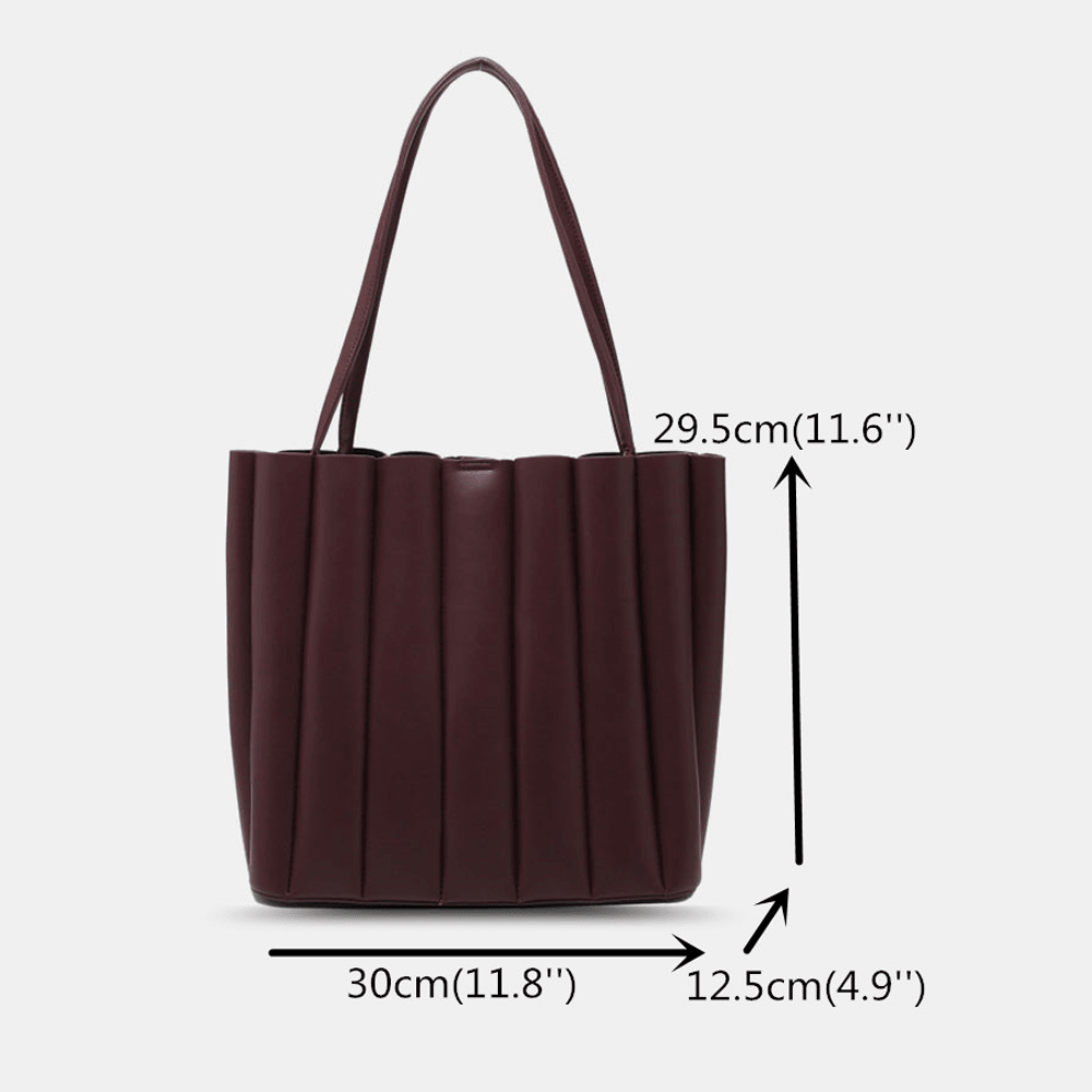 2 Pcs Women PU Leather Stripe Small Square Bag Large Capacity Ruched Bag Handbag Shoulder Bag - MRSLM