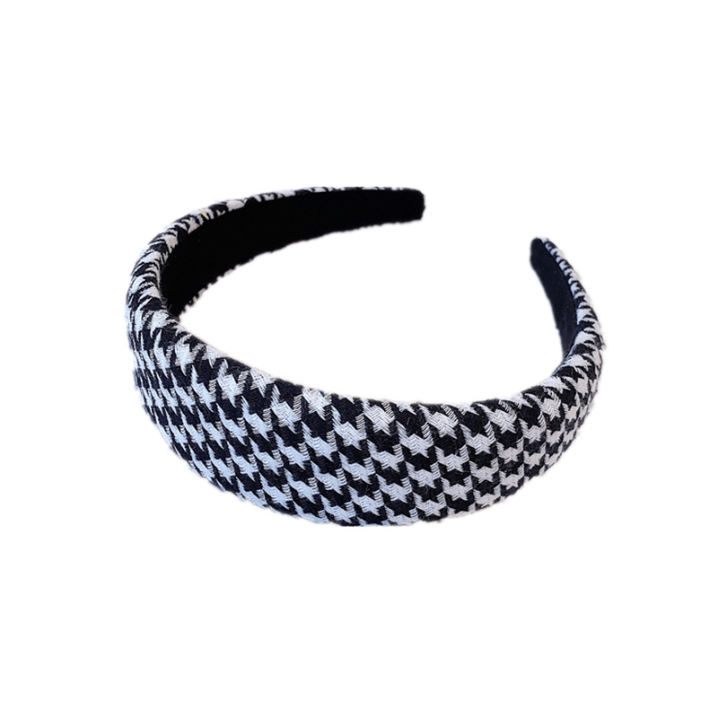 Houndstooth Sponge Headband Fashion Wide Edge Fabric - MRSLM