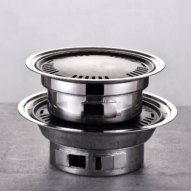 7Pcs/Set Stainless Steel Korean Charcoal Barbecue Grill Home/Outdoor Camping Portable Smokeless Barbecue Stove - MRSLM