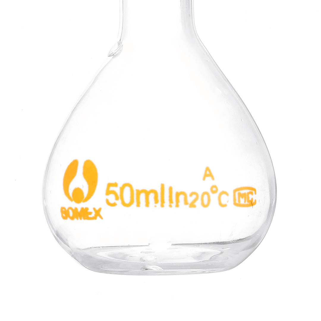 50Ml Clear Glass Volumetric Flask W/ Glass Stopper Lab Chemistry Glassware - MRSLM