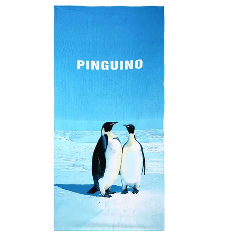 70X150Cm Blue Dolphin Penguin Print Absorbent Microfiber Beach Towels Quick Dry Bath Towel - MRSLM