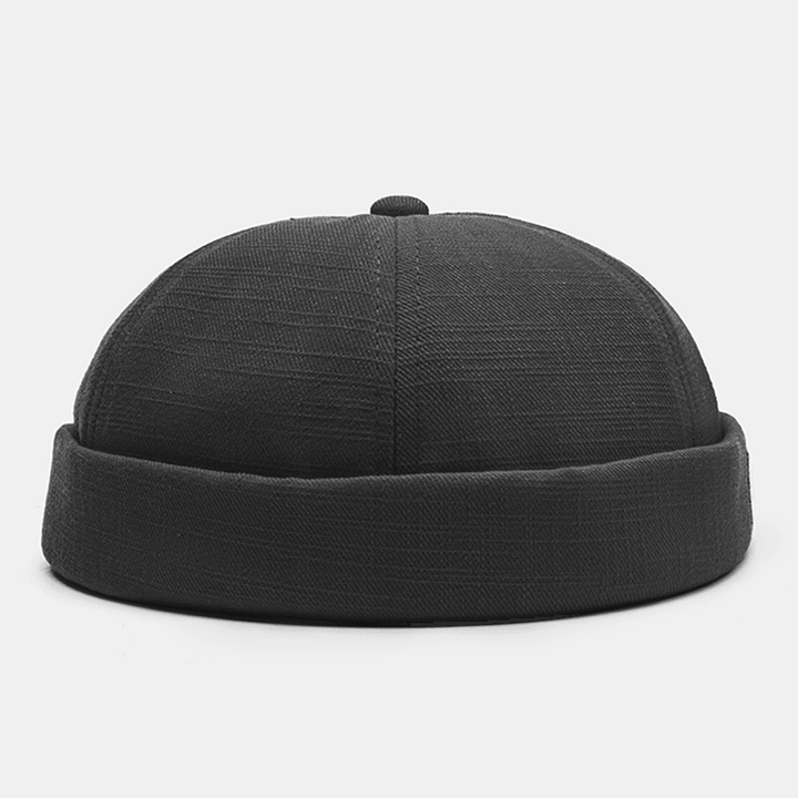 Unisex Letter Label Patch Skull Cap Hip Hop Wild Adjustable Brimless Beanie Landlord Cap - MRSLM