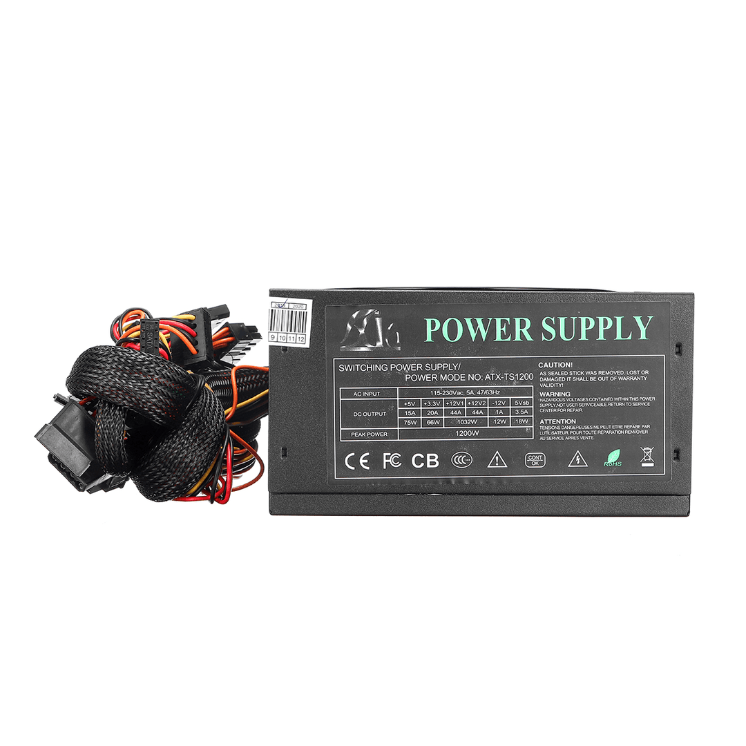 1200W Computer Power Supply Module PC PSU 24Pin SATA 6Pin 4Pin Quiet LED Fan 80 Plus - MRSLM