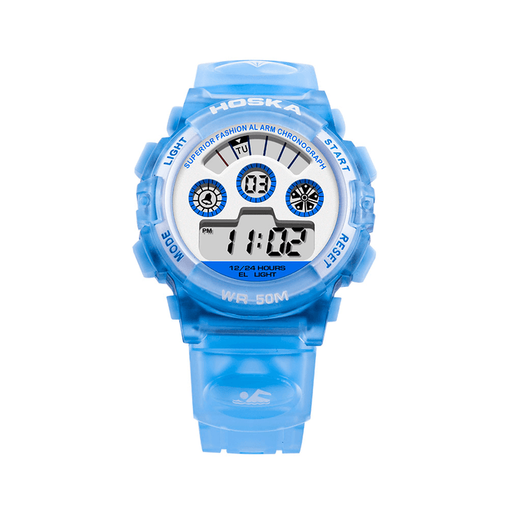 HOSKAS H001S Fresh Pink Blue Color Waterproof Fashion Style Kids Watch Couple Digital Watch - MRSLM