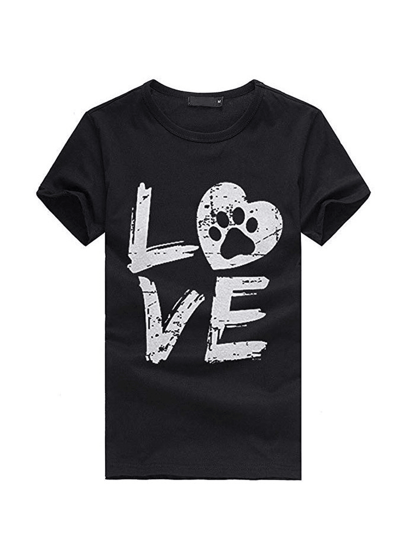 LOVE Print round Neck Short Sleeve Casual T-Shirts for Women - MRSLM