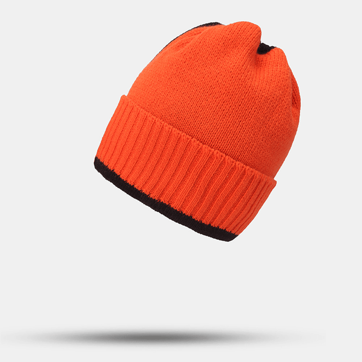 Unisex Paperclip Design Stitching Beanie Hat Fashion Stree Windproof Warm Knitted Hat - MRSLM