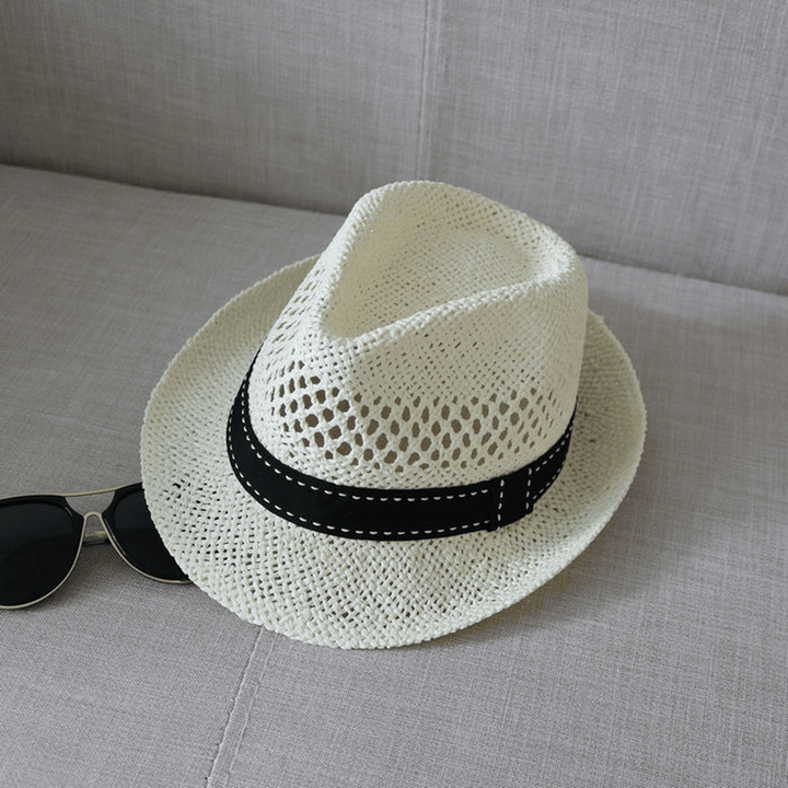 Men Women Summer Straw Knited Sunscreen Hat Outdoor Casual Travel Sea Hat - MRSLM