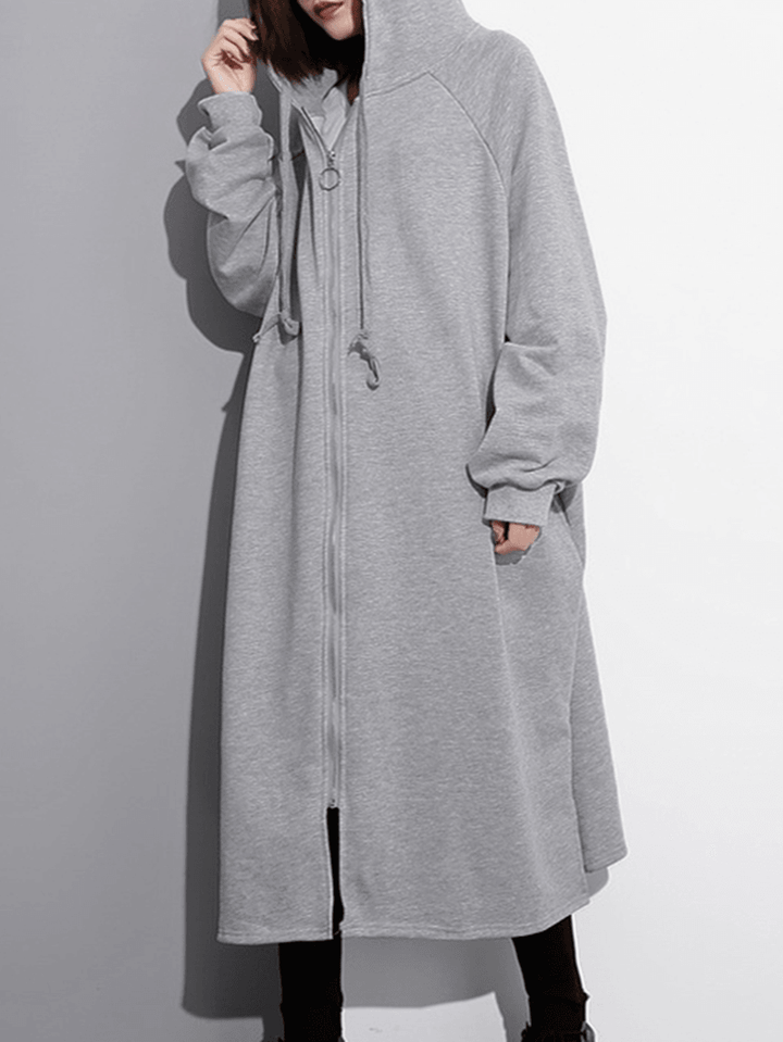 M-5XL Solid Color Hooded Coat - MRSLM