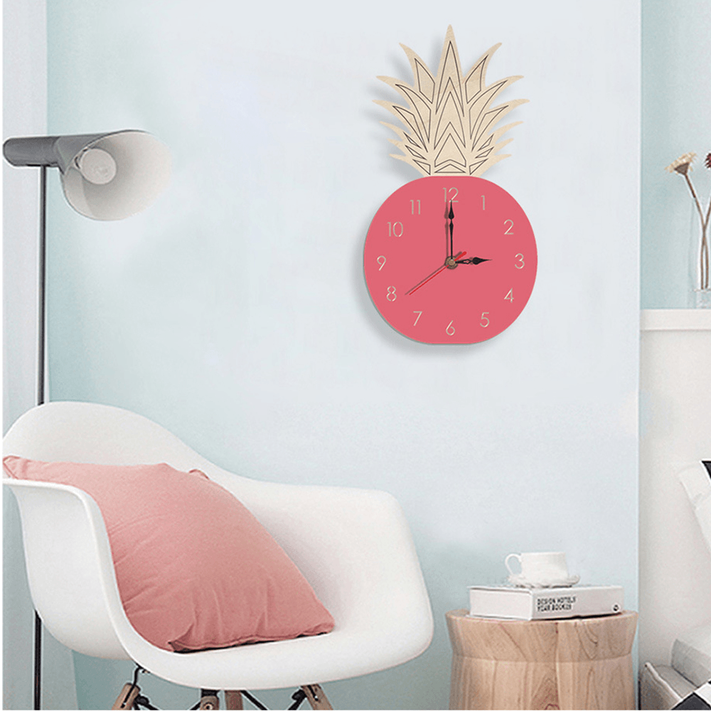 Creative Fruit Pineapple Wall Clock Acrylic Wood Clock for Livingroom Children Bedroom Cartoon Decorative - MRSLM