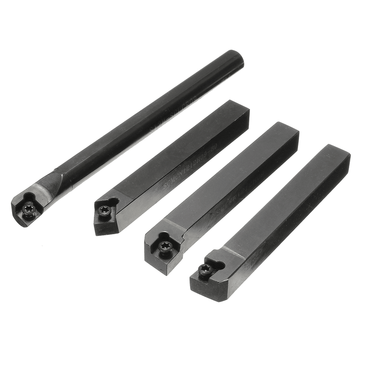 4Pcs SCLCR/L SCMCN 12Mm Lathe Boring Bar Turning Tool Holder with 10Pcs CCMT09T304 Carbide Inserts - MRSLM