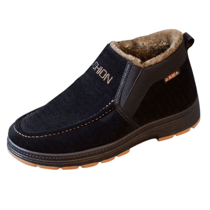 Men Soft Sole Comfy Slip-On plus Velvet Thicken Warm Winter Casual Cotton Shoes - MRSLM