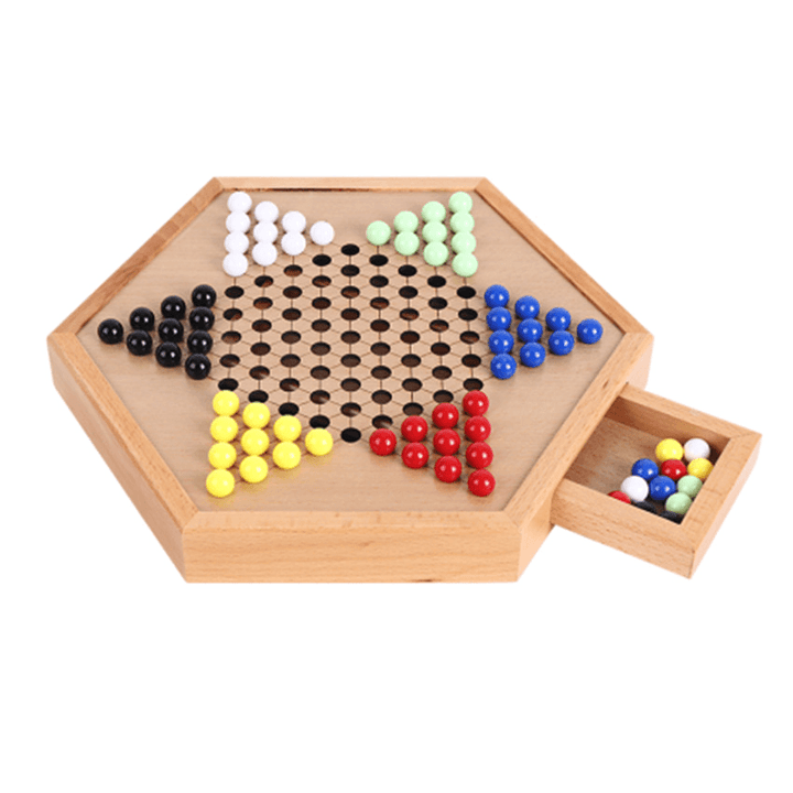 Children'S Educational Hexagonal Wooden Checker Board - MRSLM