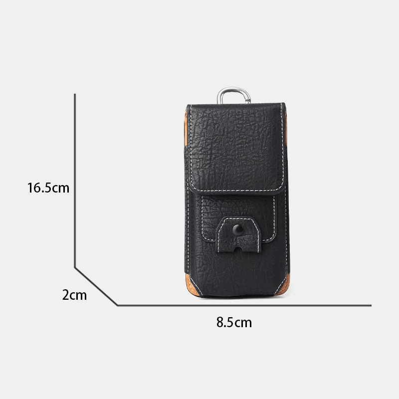 Men Multifunction Earphone Storage Belt Bag Vintage Faux Leather Phone Bag Waist Bag - MRSLM