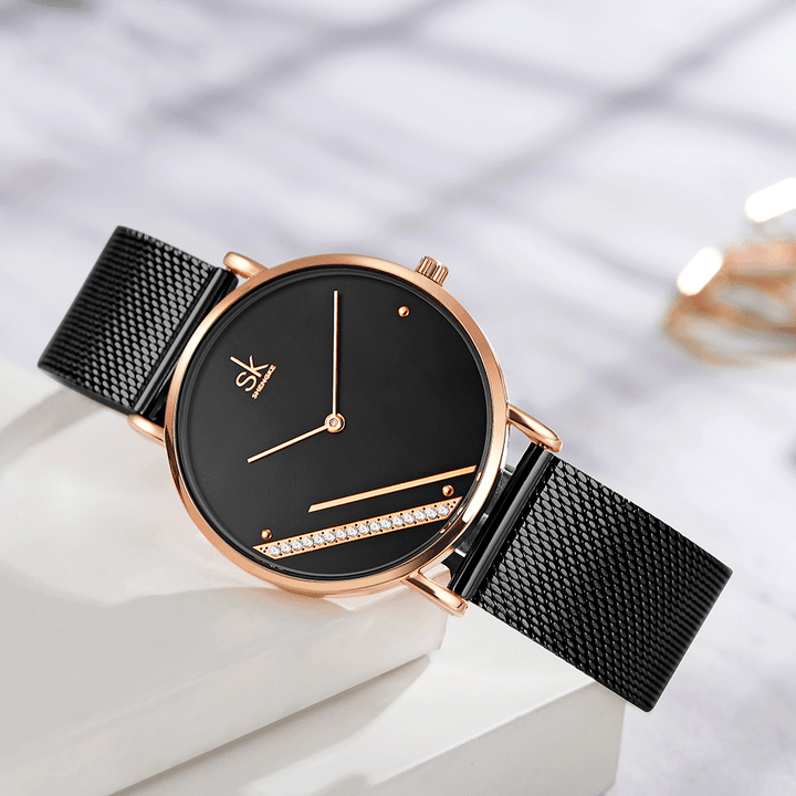 SHENGKE SK Creative Crystal Dial K0106 Women Fashion Simple Ladies Dress Elegant Quartz Watch - MRSLM