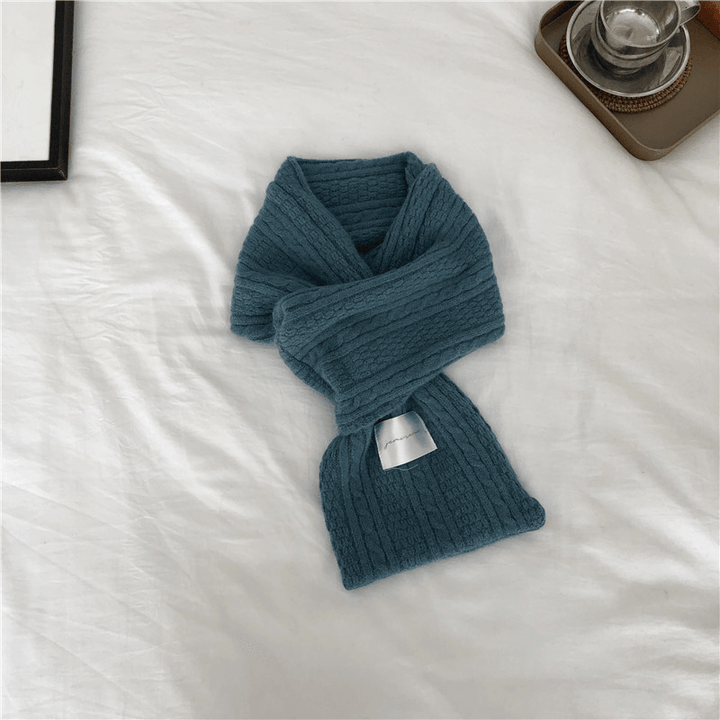 Pure Color Cashmere Knitted Thickened Cross Warm Scarf - MRSLM