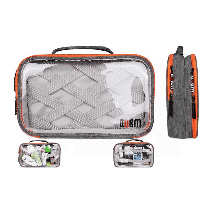 BUBM TTR Multi-Functional Portable Transparent Electronics Accessories Organizer Cosmetic Bag - MRSLM