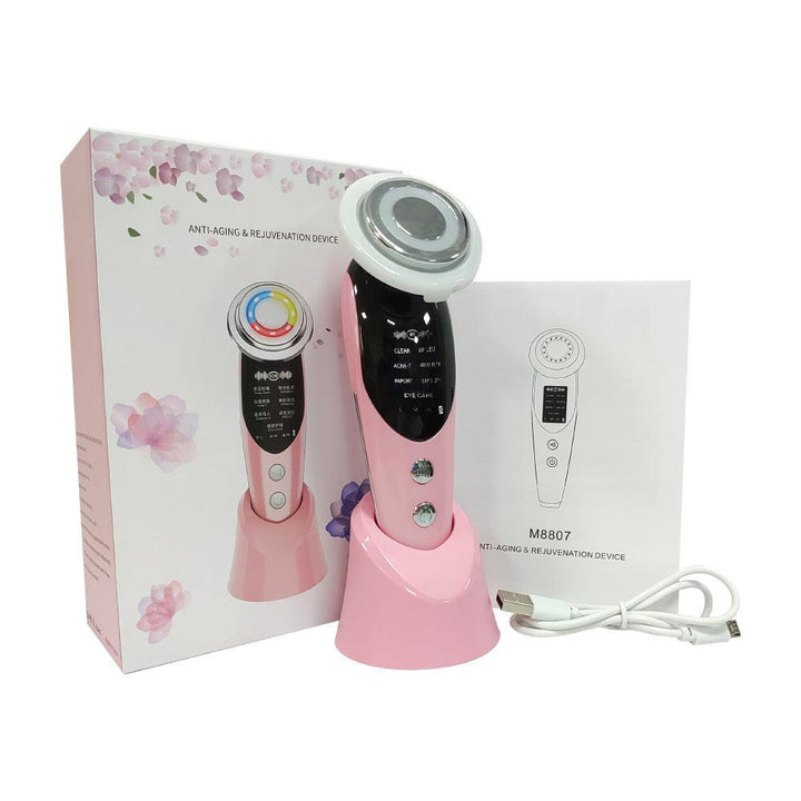 7-in-1 Facial Massager EMS Micro-current Color Light Vibration LED Beauty Purifying Introducer Skin Care Beauty Device - MRSLM