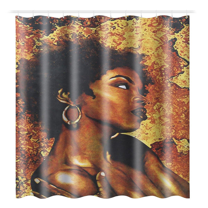 9 Optionals for African Girl Bathroom Shower Curtain Pedestal Rug Lid Toilet Cover Bath Mat Set - MRSLM