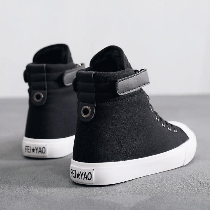 High-top Women's Shoes All Black Canvas British Style - MRSLM