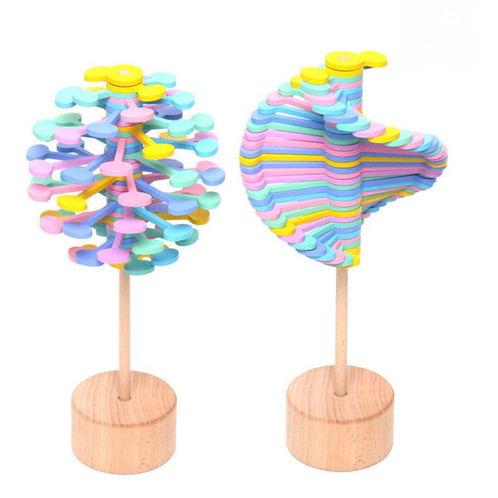 Solid Wooden Rotating Lollipop Fischer Series Creative Ornaments Decompression Toys Decompression Artifact Gyro - MRSLM