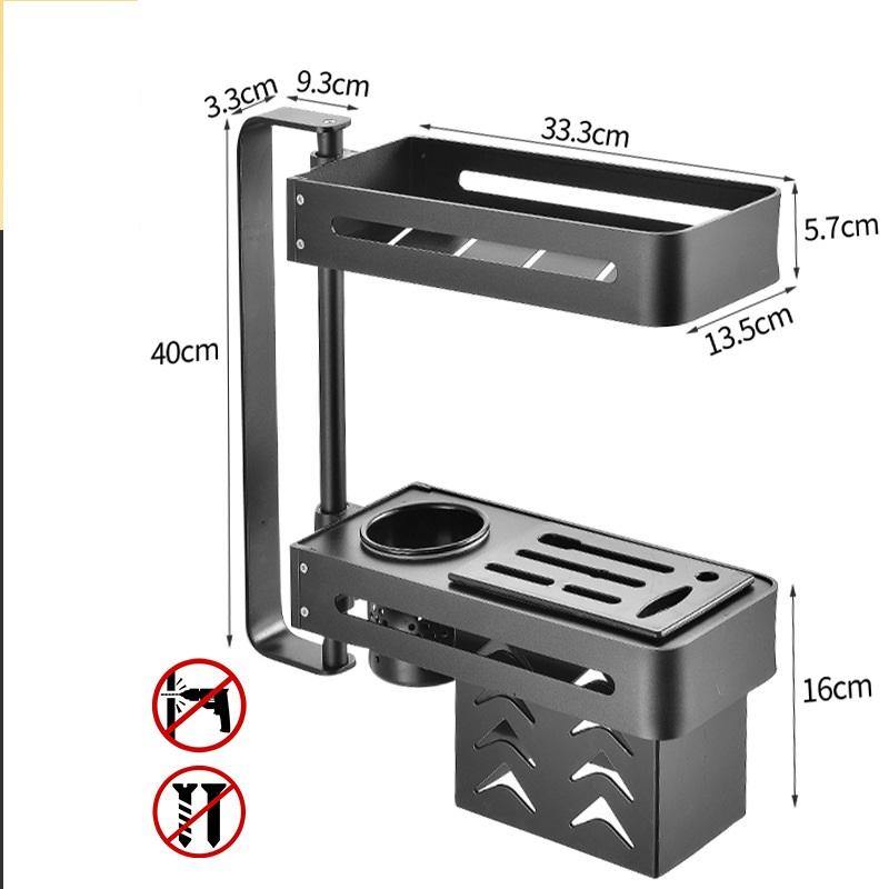 Kitchen Shelf Corner Rotation Seasoning Rack Aluminum Alloy Bathroom Multi-layer Shelf without Hole Wall Hanging Rotary Storage - MRSLM