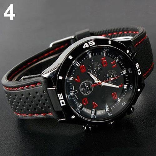 Men Fashion Silicone Band Round Dial Analog Quartz Wristwatch Sports Wrist Watch - MRSLM