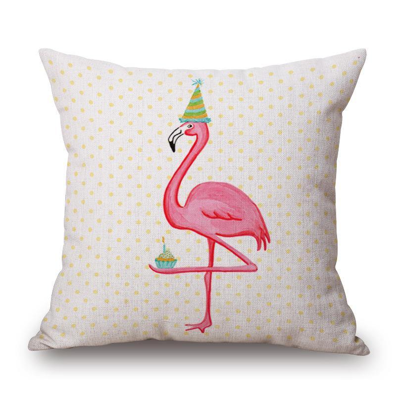 Honana WX-D2 45x45cm Vintage Flamingos Cotton Linen Throw Pillow Case Christmas Waist Cushion Cover - MRSLM