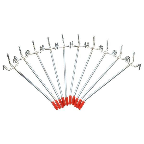 10Pcs Stainless Steel Wall Display Hooks for Coat Shop Slatwall Panel 10 × 150MM - MRSLM