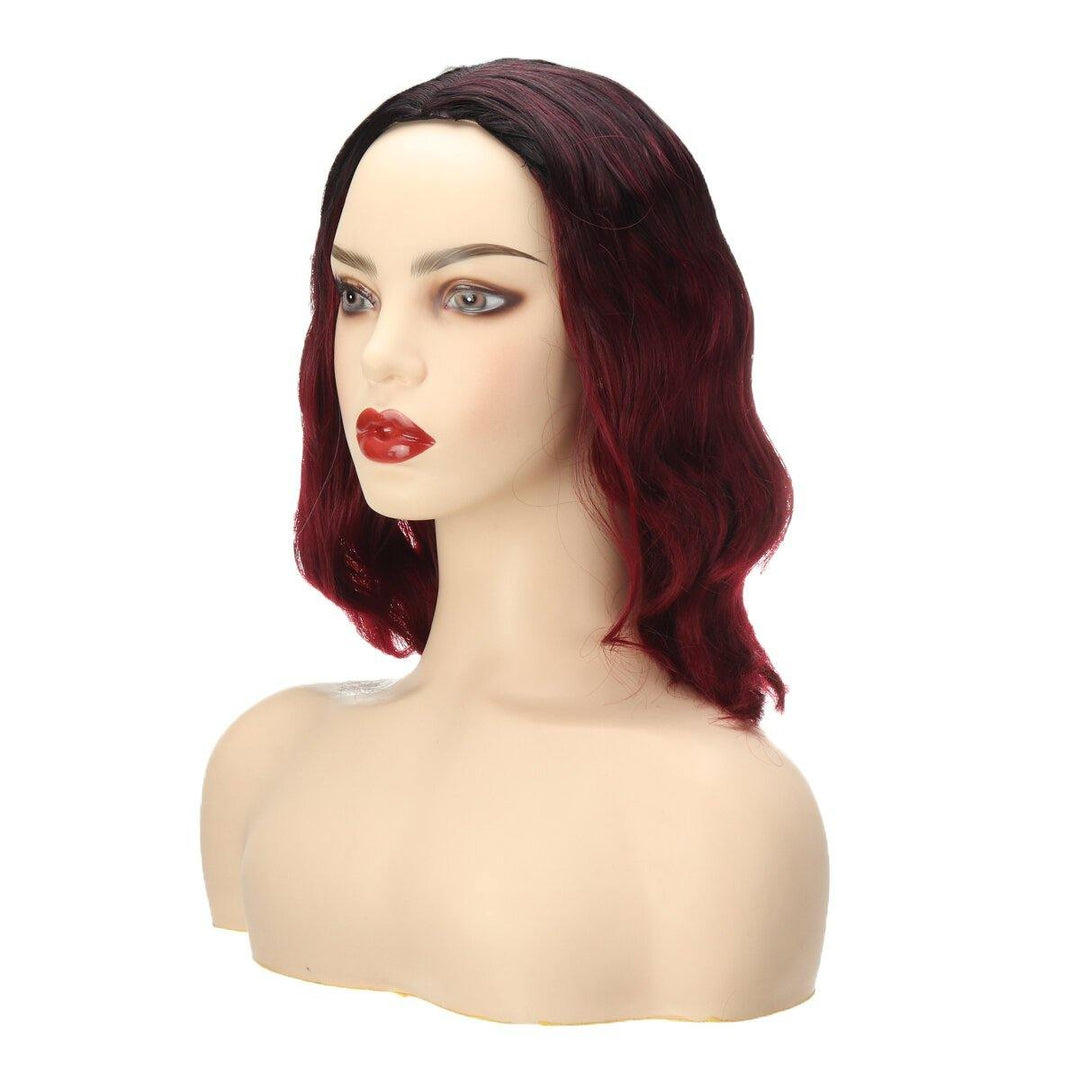 AISI QUEENS Water Wave Short Synthetic Wigs for Women Ombre Black and Orange Cosplay Bob Wig Blue Red Grey Blonde Pink Wig - MRSLM