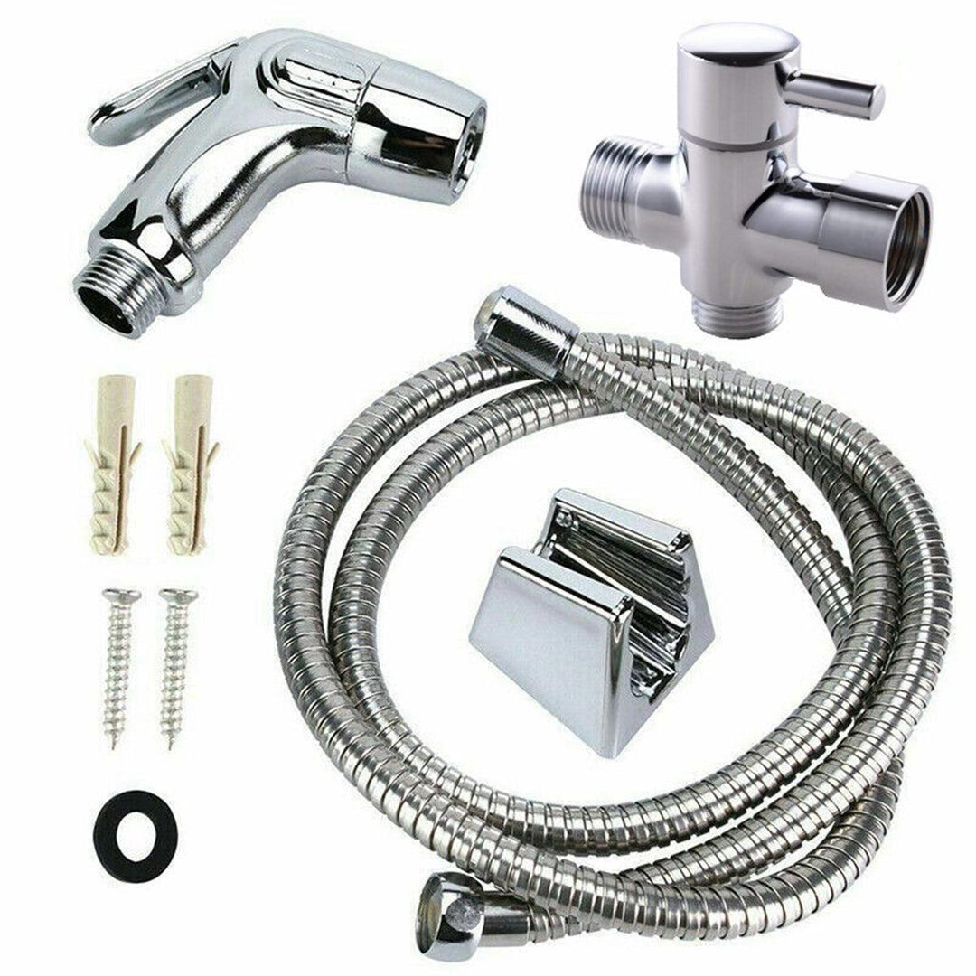 Handheld Toilet Bidet Sprayer Set Kit Douche Bathroom Diaper Cleaning Hose Holder - MRSLM