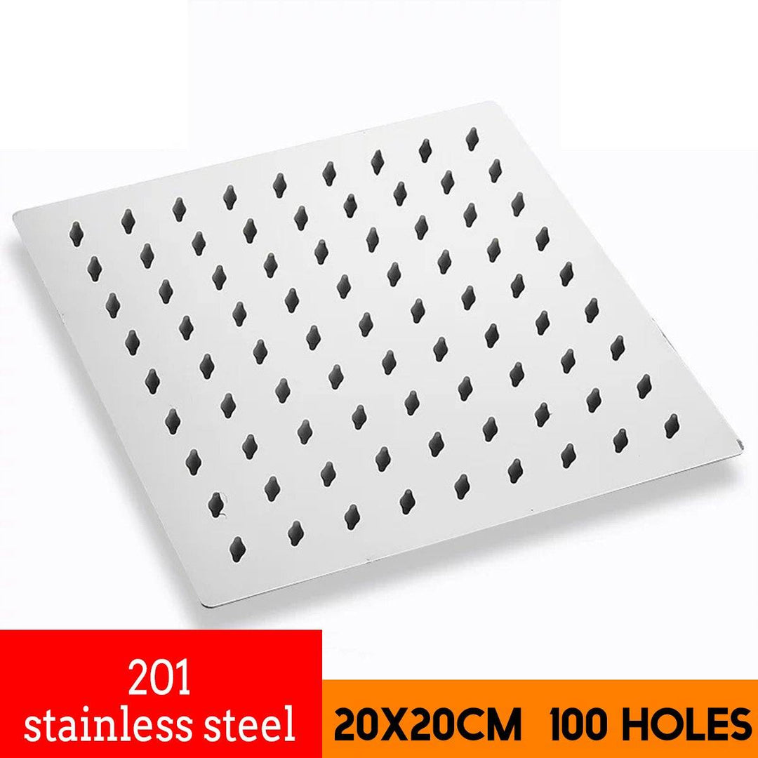 8 Inch Shower Head Large Waterfall 360° Rotation Square Head 201/304 Stainless Steel - MRSLM