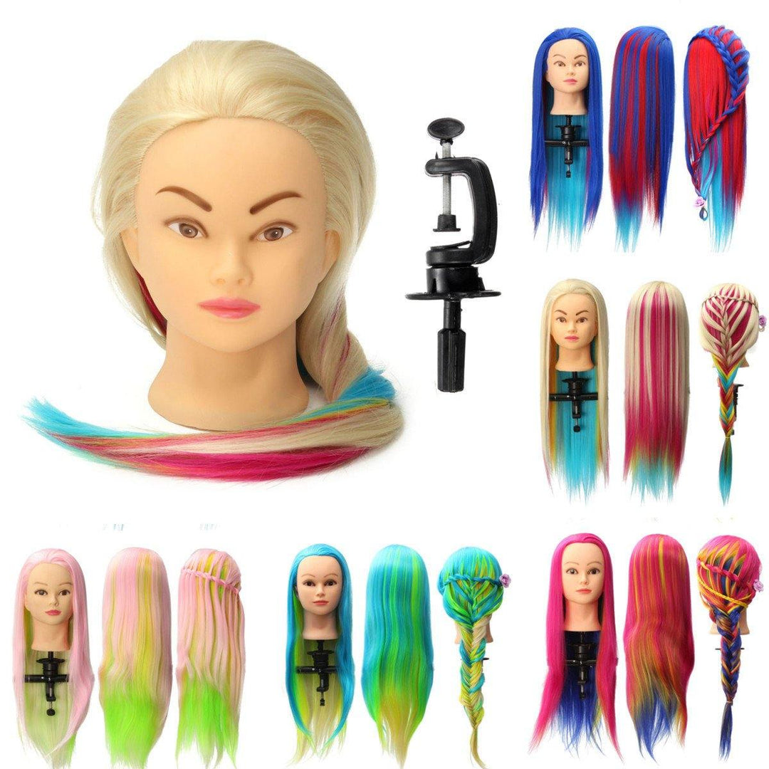 8 Colors Salon Hairdressing Braiding Practice Mannequin Hair Training Head Models With Clamp Holder - MRSLM