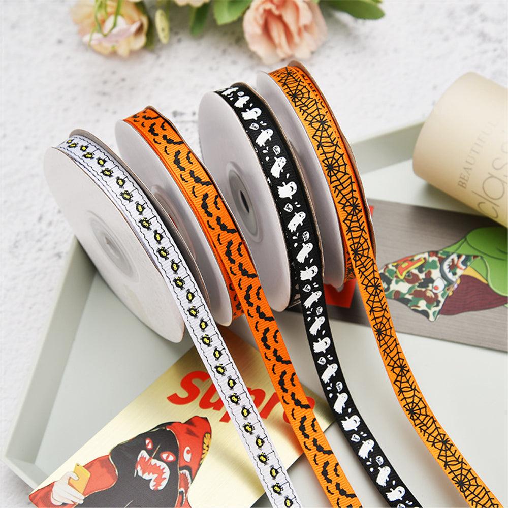 25 Yards 1cm Halloween Grosgrain Ribbon Printed Ribbons Polyester Ribbon For Wedding Christmas Decoration DIY Handmade - MRSLM