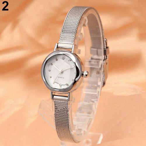 Women's Fashion Mesh Fine Alloy Band Rhinestone Dial Quartz Bracelet Wrist Watch - MRSLM