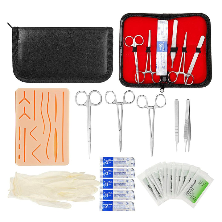 25 In 1 Skin Suture Surgical Training Kit Silicone Pad Needle Scissors Tools Kit - MRSLM