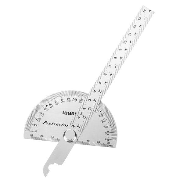 Wynns W0262A 90X150MM 180 Degree Stainless Steel Protractor Round Angle Ruler Tool - MRSLM