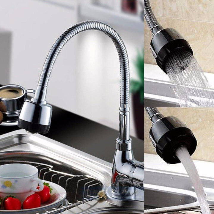 Chrome Kitchen Sink Faucet 360° Rotate Spout Basin Bathroom Hot & Cold Water Mixer Tap - MRSLM