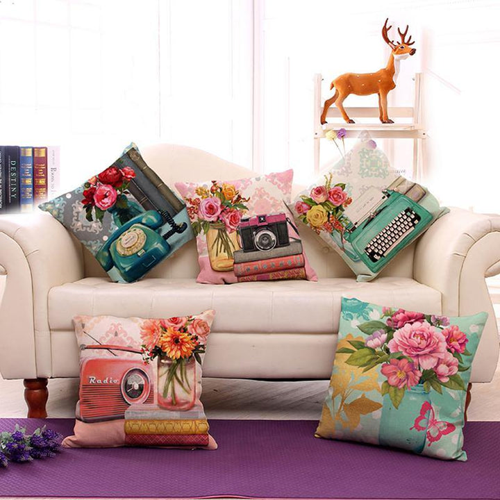 Retro Style Decoration Cushion Ccover Square Cotton Linen Pillow Case - MRSLM