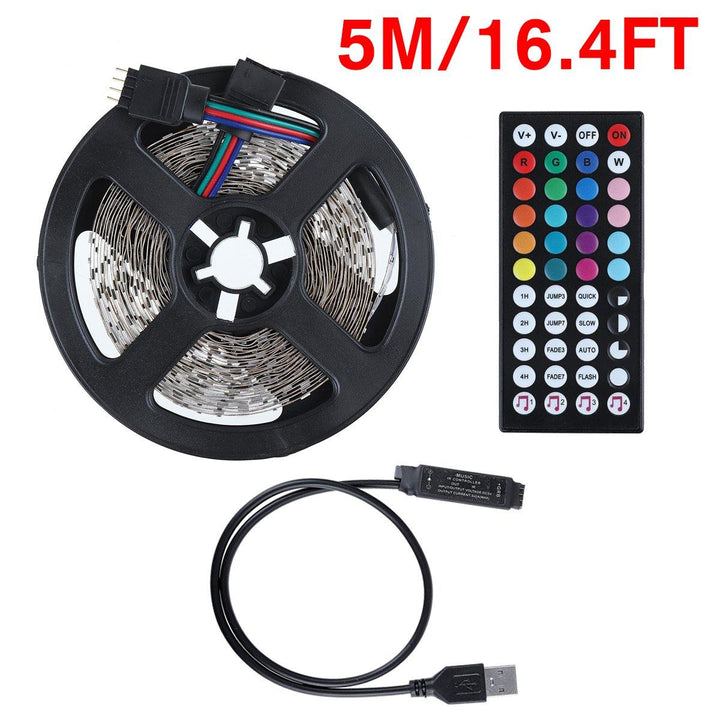 1/2/3/4/5m 5V 3528 RGB USB LED Strip Light Music Sync with 44 Key IR Remote Control - MRSLM