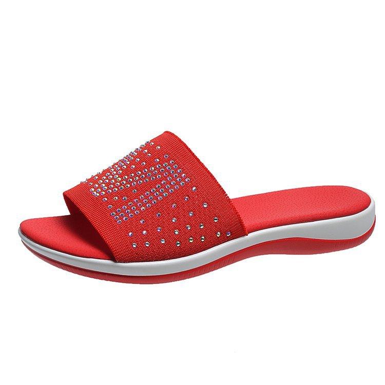 Hot Diamond Lettering Polyurethane Lightweight Platform Slippers - MRSLM