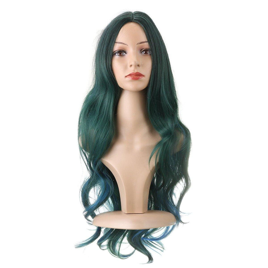 hair 26" 270g Long Synthetic Hair Wig Adjustable Ombre Grey Body Wavy Hair Wigs For Women Cosplay Heat Resistant 1PC - MRSLM