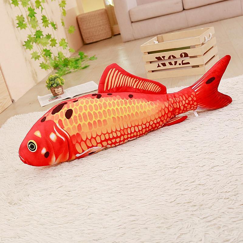 KC Taisho Showa Red White Gibel Carp Golden Koi Fish Stuffed Plush Toy Cotton Goldfish Cushion - MRSLM