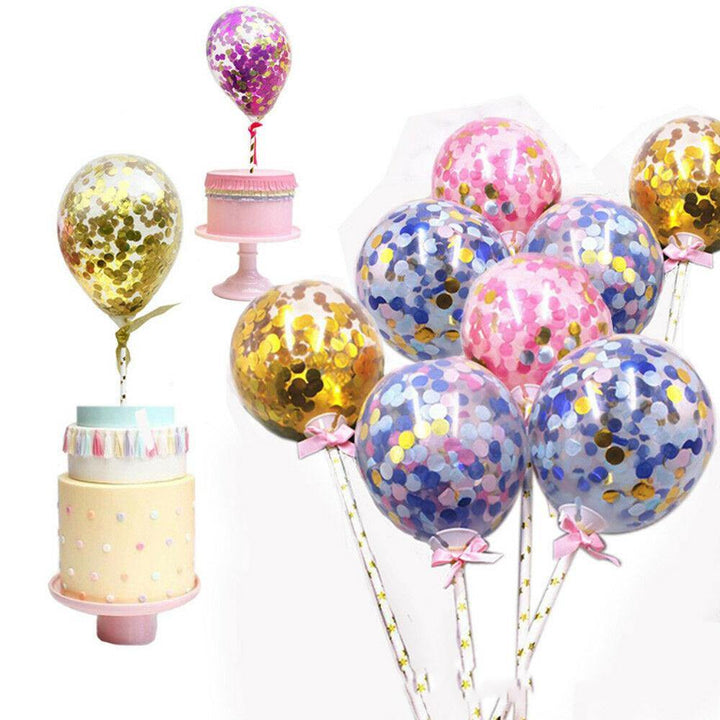 Transparent Confetti Balloon Cake Topper Decoration Party Supplies - MRSLM