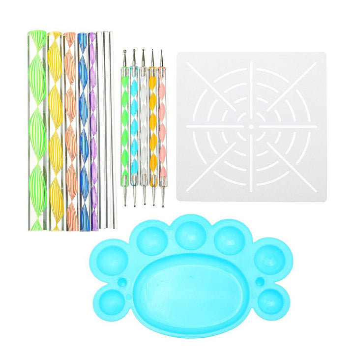 15pcs Mandala Dotting Painting Rocks Drawing Pen Stencil Paint Tray Tools Kit DIY - MRSLM